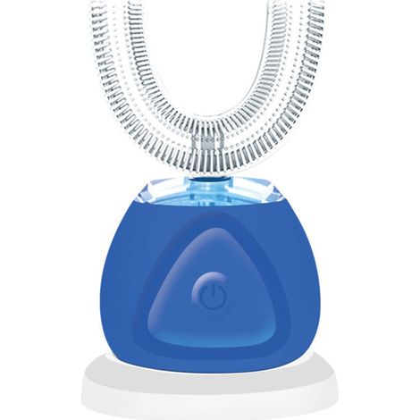 Brosse à dents électrique en forme de U pour adultes, étanche IPX7, rechargeable, nettoyage 360° complet, minuterie intégrée (30 s par zone), conception ergonomique et silencieuse