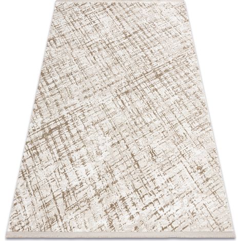 Moderner Teppich DUKE 51550 beige / creme - Gitter, strukturiert, sehr weich, Fransen beige 120x170 cm