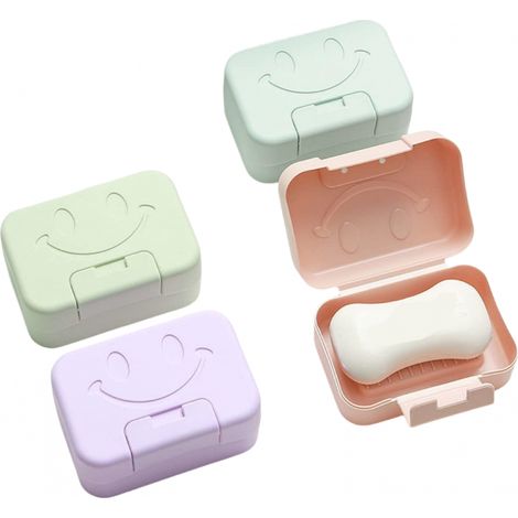 Porte-savons de voyage portables avec couvercles (lot de 4), étanches, parfaits pour la maison, la salle de bain, la randonnée, les voyages, le camping et autres activités de plein air (4 couleurs) (1/5)