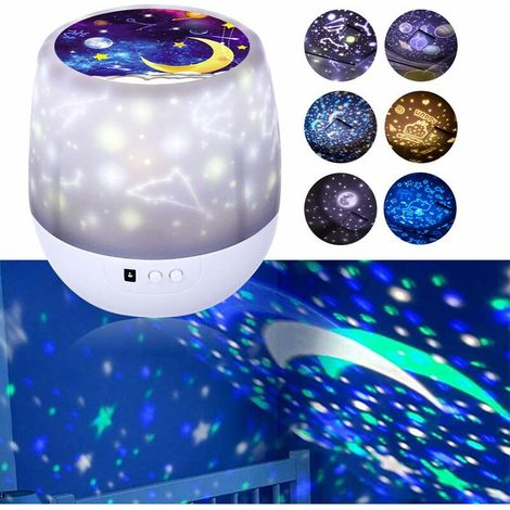 Starry Sky LED Projector, 360 Rotating Kids Night Light, 6 Light Effects, Dimmable Star Projector Night Light with 3 LEDs for Kids, Bedroom, Birthday, Children's Room Lighting (1/5)
