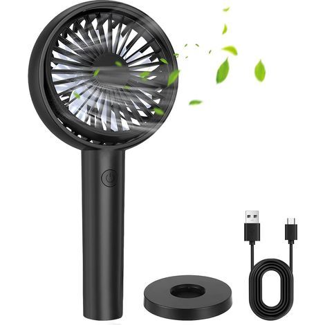 Ventilatore portatile ricaricabile da 4000 mAh, 3 velocità regolabili, 5-8 ore di funzionamento continuo, ventilatore USB per casa, ufficio, viaggi e uso esterno. (1/5)