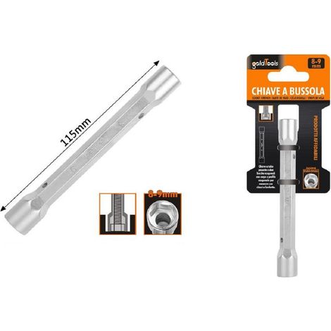 Trade Shop - KEY TO BUSSOLA TUBO EXAGONALE VON 115 MM DOPPIE BOCCHE EXAGONALI 8-9 MM 97548 - (1/2)