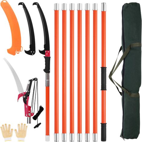 Scie télescopique pliante pour élagage des branches en hauteur, orange (1/5)
