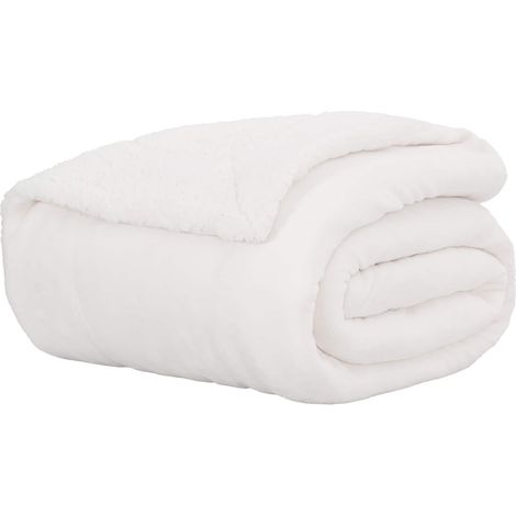 Überwurfdecke Weiß 130 x 150 cm Fleece vidaXL
