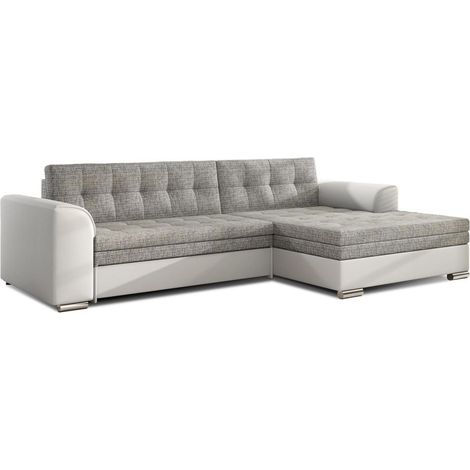 Canapé d'angle convertible CONFORTO 4 places gris et blanc – angle droit (1/3)