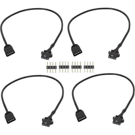 Lot de 4 câbles d'extension RGB pour bande LED de carte mère de ventilateur d'ordinateur (noir) (1/5)
