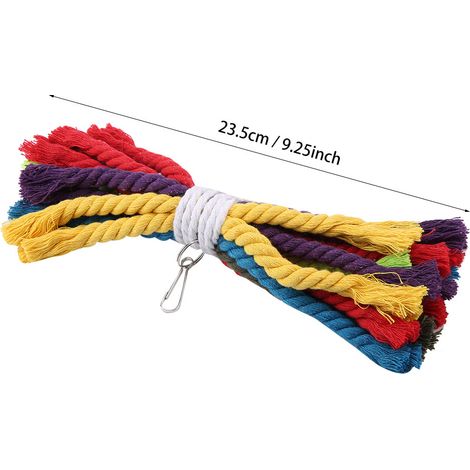 Jouet à mâcher coloré pour oiseaux, élastique, jouets suspendus pour oiseaux en corde de coton, perchoirs en corde, jouets à déchirer et à nourrir, accessoires de cage à oiseaux durables et (1/2)