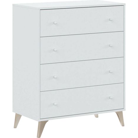 Cassettiera Aquilea, Settimanale a 4 cassetti, Mobile Comò per camera da letto, Comò moderno, 78x40h95 cm, Bianco (1/5)