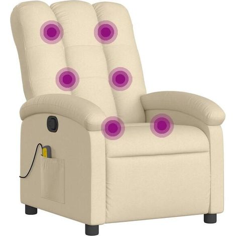 Chaise longue en tissu beige avec fonction de massage intégrée – Relaxation complète, dossier inclinable et repose-pieds réglable (1/5)