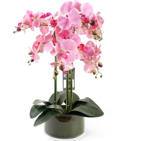 50cm Artificial Orchid with Glass Planter - Pink (1/4)