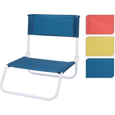 Silla de playa plegable de metal 45x50x45cm colores surtidos