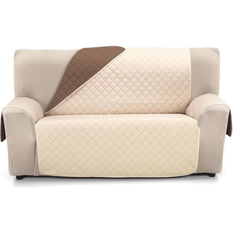 Couvre-canapé matelassé réversible Ambar 2 Places Beige Marron (1/5)