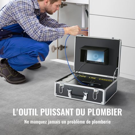 Caméra Inspection Canalisation 30 m Endoscope d'Écran 17,8 cm avec Enregistreur Dvr Étanche IP68 12 Led Réglables Carte Sd 16 Go pour Conduit (1/5)