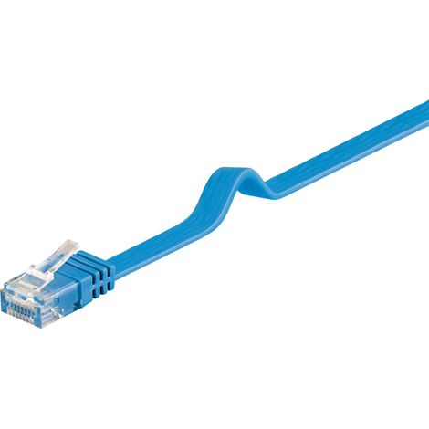 CAT 6 Flach-Patchkabel, U/UTP, blau, Kupferleiter (CU). Kabellänge 0.5 m (1/5)