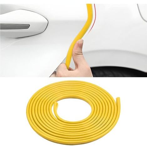 U-shaped rubber decorative anti-collision strip, 5 meters, for car door collision protection, yellow
