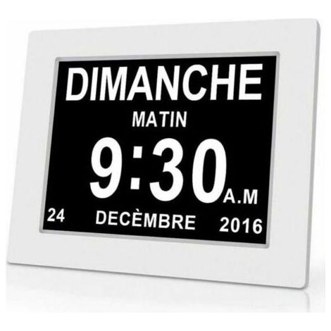 Horloge calendrier numérique One Piece 7 pouces avec date et heure, horloge Alzheimer pour parents, rappel de médicaments pour grands-parents et enfants - Blanc - 20.414.32.4cm -INHHUB (1/5)