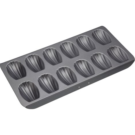 MasterClass Bandeja para magdalenas con antiadherente PTFE, PFOA y BPA, robusta de acero al carbono de 1 mm de grosor, molde para tartas de 12 agujeros, 40x 20 cm, gris