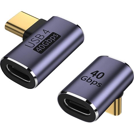 2er-Pack USB-C 90-Grad-Adapter, 100-W-Winkel-USB-C-Verlängerungskabel (Stecker auf Buchse), USB4-Typ-C-40-Gbit/s-Anschlussadapter für Steam Deck, Switch, MacBook Pro/Air, Tablet (L+F)