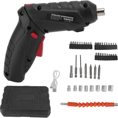 Jeu de tournevis électriques noirs, Mini tournevis multifonction sans fil, Rechargeable par USB, petite batterie électrique (1/5)