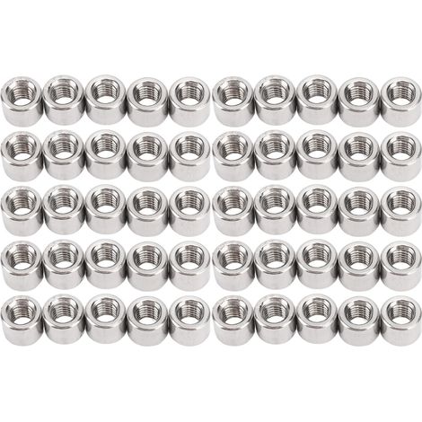 cosse a sertir-50Pcs Écrous à Rondelle Round Coupling Nut 304 Acier Inoxydable M6 – pour Réparation Décorative Maison, Connector Nut Kit (1/5)