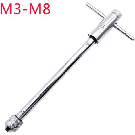 Clé à cliquet réglable avec poignée en T, pour tarauds métriques M3-M8, alésoir, clé à cliquet, outil à main, corps de 248 mm