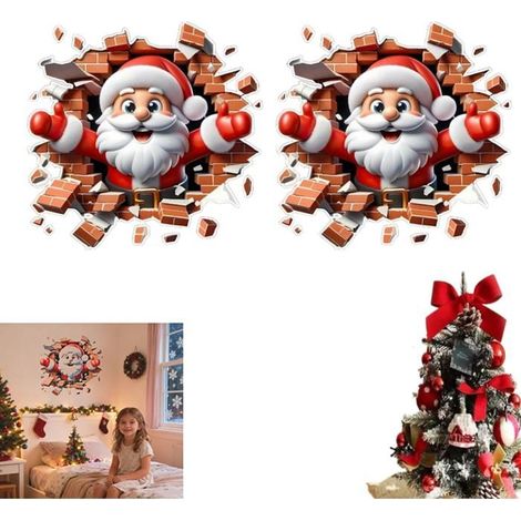 WEIHNACHTSSTICKER Weihnachtsmann - 3-teilige Wandaufkleber für festliche Dekoration (1/5)
