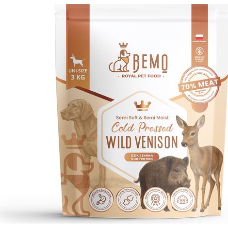 Bemo Cervo Selvatico Pressato a Freddo - cibo per cani pressato a freddo con selvaggina e cervo 1 kg