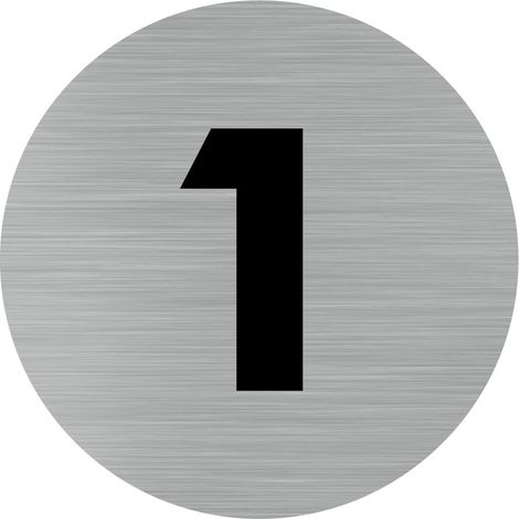 Pictogramme chiffre 1 (Q0304).- Plaque aluminium brossé - Diamètre 76 mm