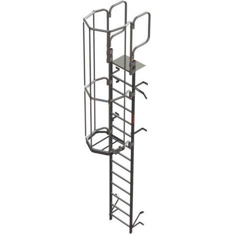 Escalera vertical de seguridad con jaula de protección Altura de pared entre 6.00 - 6.28 m SVS628 FARAONE (1/5)