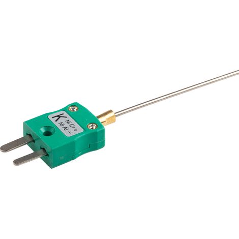 Thermocouple type K Ø 1.5mm, L 500mm, +1100°C max à Fiche mâle miniature ( Prix pour 1 ) (1/3)
