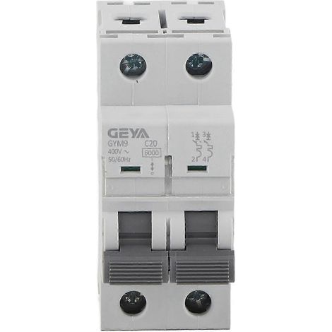 Disjoncteur miniature 2P 20A GYM9-C6520A, interrupteur de protection électrique 400VAC, équipement haute qualité pour tableau, coupure fiable, norme C65, 2 modules (1/4)