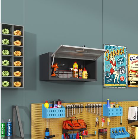 Armadio pensile metallo con serratura per garage OKMYHOME (1/5)