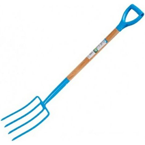 Horquilla de jardín Greenmill, modelo widły ogrodowe 4z trzon drewniany gr934, herramienta para jardinería, ideal para cavar y airear el suelo, mango de madera, diseño robusto.
