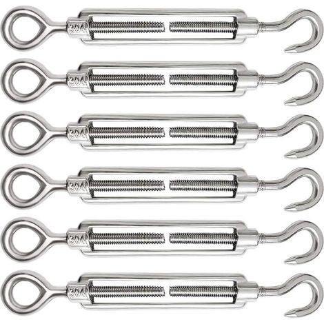 Verstellbare Kabelspannschraube M5 – 6er-Pack – Korrosionsbeständiger Edelstahl 304 – Spannhaken und Öse zum Spannen (1/5)