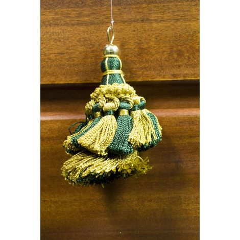 FIOCCO PER TENDA SHANTOU 9 CM VERDE E ORO- 6,0 pz