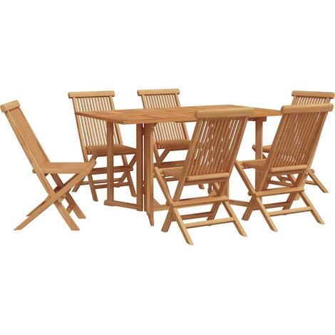 Garden Dining Set 7 pcs Brown Solid Teak wood vidaXL (1/5)