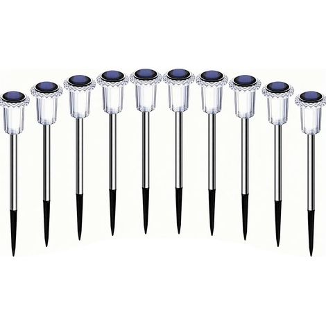 Lampe solaire transfrontalière en acier inoxydable, petit tube lumineux étanche pour jardin, à piquer au sol, éclairage paysager (1/5)