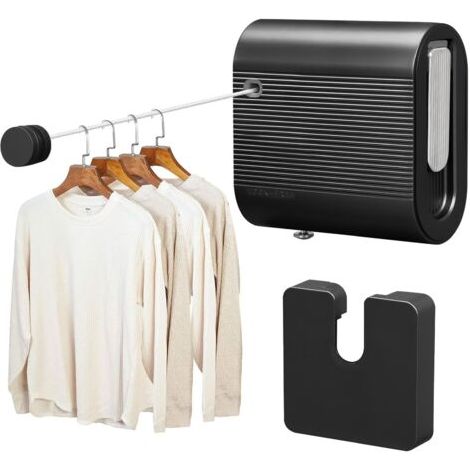 BUNTHAUS Étendoir à linge rétractable pour intérieur et extérieur, 4,2 m, en acier inoxydable 304, anti-affaissement, pour balcon, salle de bain, fixation murale. (1/5)