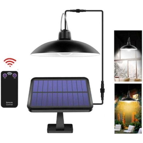 Lampe Solaire Suspendue 3W avec Télécommande - 4 LEDs 50LM - Interrupteur Cordon (HF & Manuel) (1/4)