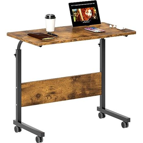 NEED Table Ordinateur Portable à roulettes Support Tablette 80 x 40cm Table Appoint pour Ordinateur Portable au Bord du Lit, du Canapé