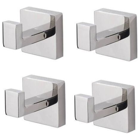 Lot de 4 Patère de salle de bain Serviette De Bain Crochet En Inoxydable Carré Vêtements Serviette Manteau Robe Crochet Armoire Placard Porte