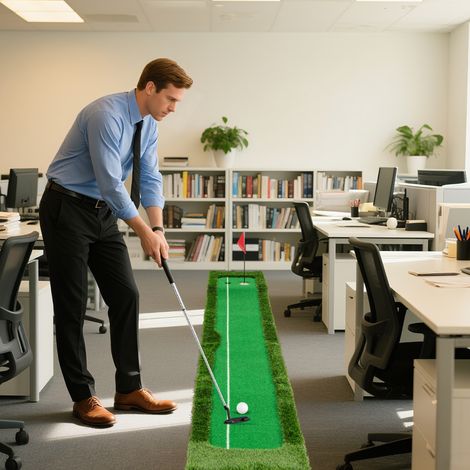 Tapis de Putting Golf Tapis de Pratique Golf 300 CM avec Gazon Artificiel 3 Balles de Golf et 2 Tailles de Trou Cadeau Idéal pour Golfeurs (1/3)
