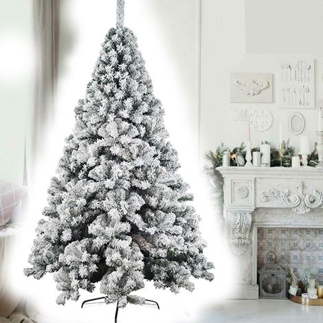 TrAdE Shop Traesio - Albero Di Natale Innevato 120cm Nataluna Super Folto Effetto Neve Modello Aspen - (1/2)