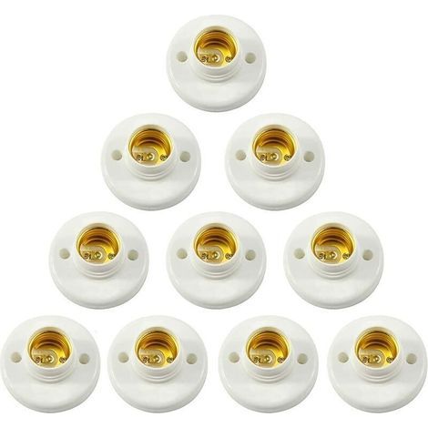 - 10PCS E27 Support De Lampe Douille a Vis Plastique Murale Adaptateur de Convertisseur de base d'ampoule LED Supports pour Ampoule E27 Douille à vis Ronde en Plastique pour Douille D'ampoule (1/5)