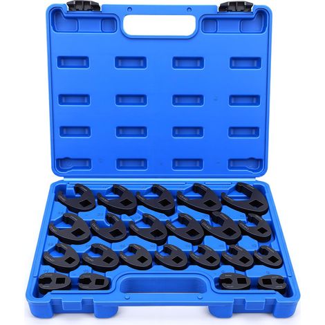 Ensemble de Clés, 22 Pièces Ensemble de Clé à Fourche à Emmancher 1/2" 3/8", Entraînement Extérieur Carré Clé, 8-32mm Drive Métrique Coffret de Douilles à Tuyauter, Clé à Écrou Évasé (1/5)