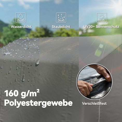 Garage portative 2,3 x 1,9 m imperméable abri de jardin avec porte à fermeture éclair roulante et toit à deux pentes gris foncé (1/5)