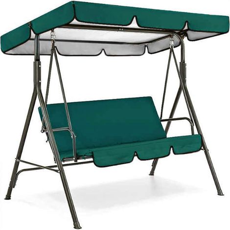 Juego de cubierta superior de repuesto para toldo de columpio de patio, cojines de repuesto para toldo de columpio de exterior, parasol impermeable para hamaca, color verde oscuro, 56x47x7 pulgadas. (1/5)