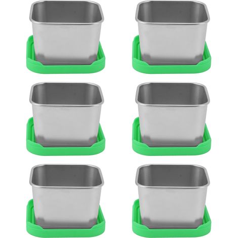6er-Pack Saucenbecher aus Edelstahl 304, auslaufsicher, für Salatdressings, Mittagessen, Picknick und Reisen, Grün (1/5)