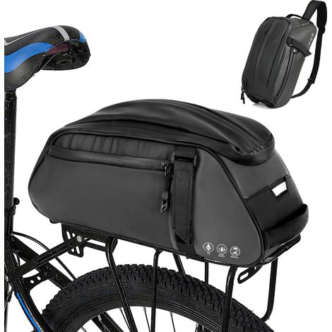 Sac de toit réfléchissant pour vélo, siège arrière résistant à l'eau pour sacs de vélo avec porte-bagages 8L multi-poches arrière (1/5)