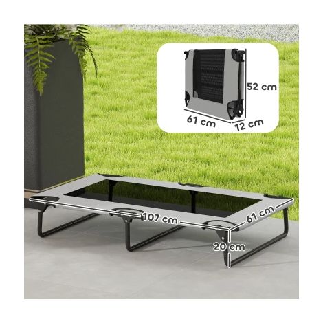 Lit surélevé portable pour chien grand modèle, filet respirant, support ergonomique, gris clair – lit extérieur, canapé chien, été (1/4)